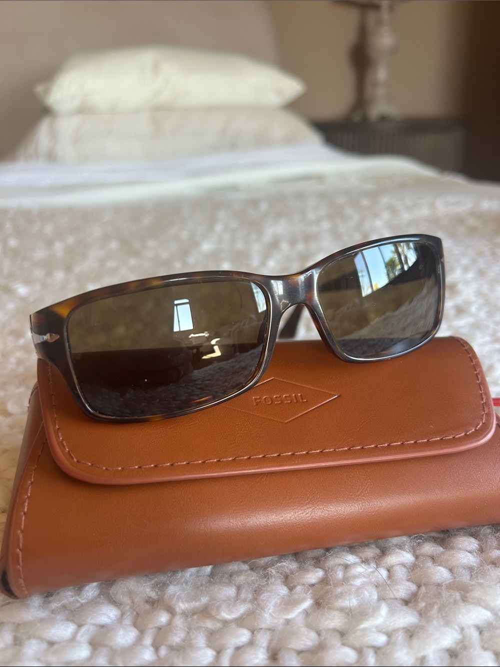 Persol Tortoiseshell Frame Sunglasses with Brown Lenses